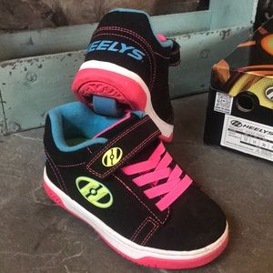 Heelys Black & Multi neon Dual UpX2 size 12